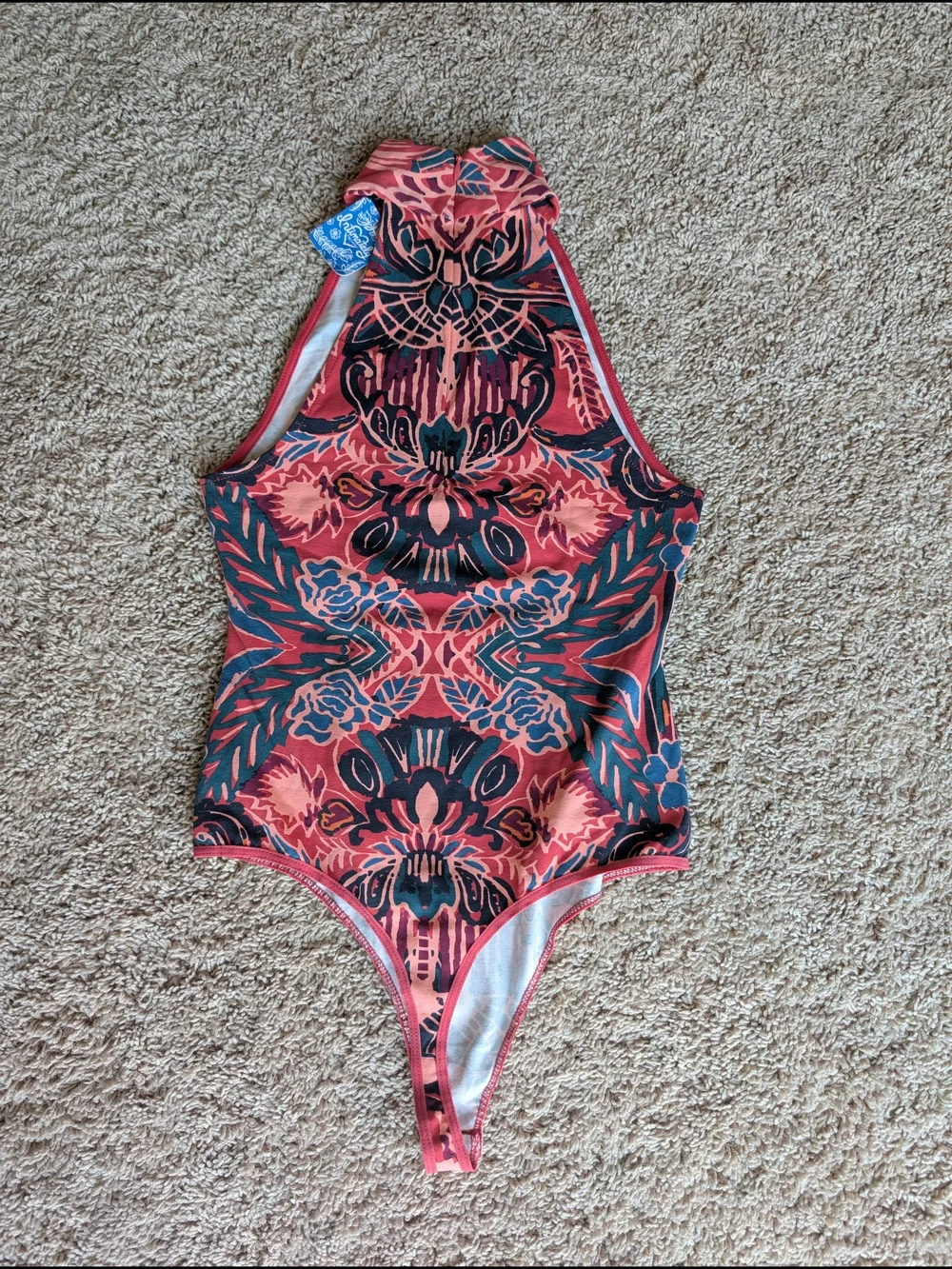 Free People Pink Multiprint Bodysuit
